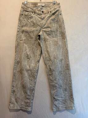 Hidden Los Angeles Women's Leaf Print Tan Straight Leg Jeans
